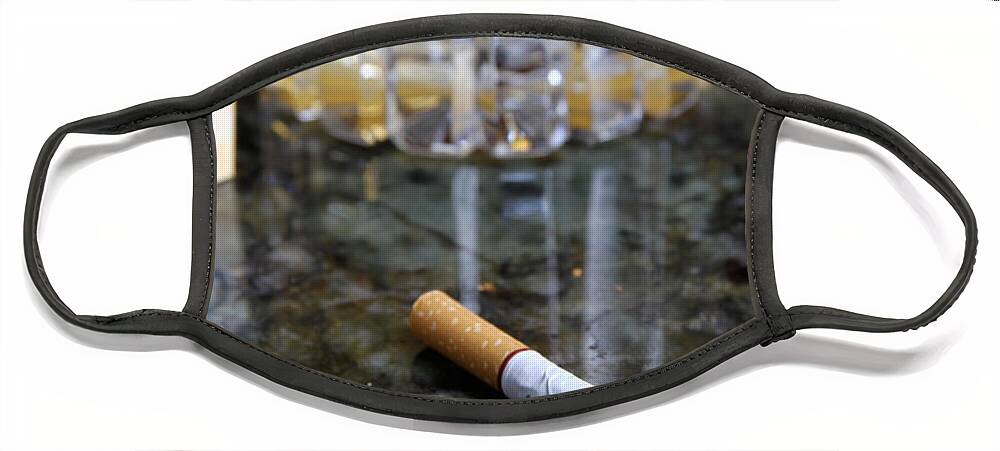 Still Life Face Mask featuring the photograph Alcohol And Cigarettes #2 by Photo Researchers