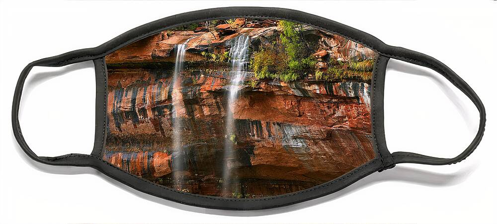 00175127 Face Mask featuring the photograph Cascades Tumbling 110 Feet At Emerald #2 by Tim Fitzharris
