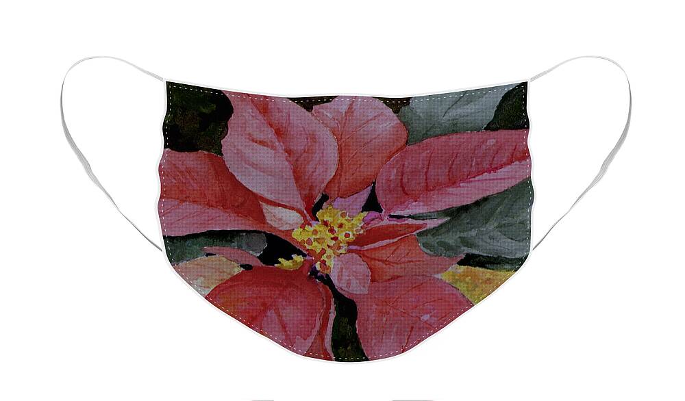 Flower Face Mask featuring the painting Poinsettia #2 by Sam Sidders