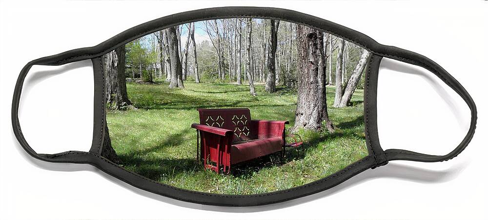 Old Metal Bench Face Mask featuring the photograph A perfect bench in the country by Kim Galluzzo Wozniak