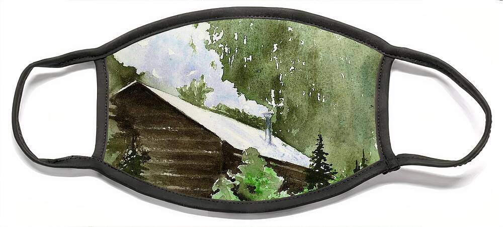 Landscape Face Mask featuring the painting Backcountry Morning by Marsha Karle