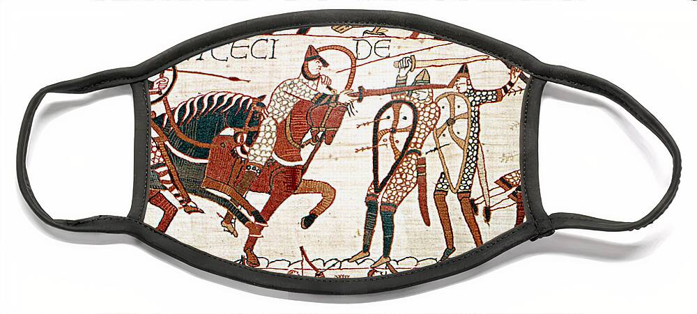 History Face Mask featuring the photograph Battle Of Hastings Bayeux Tapestry by Photo Researchers