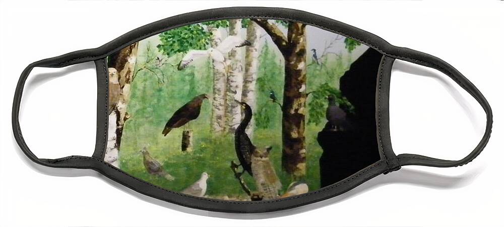 Landscape Face Mask featuring the painting Birds of MN by Terry Honstead