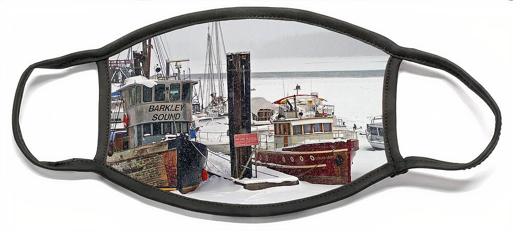 Boats Face Mask featuring the photograph Boats in the Frozen River by Randy Harris