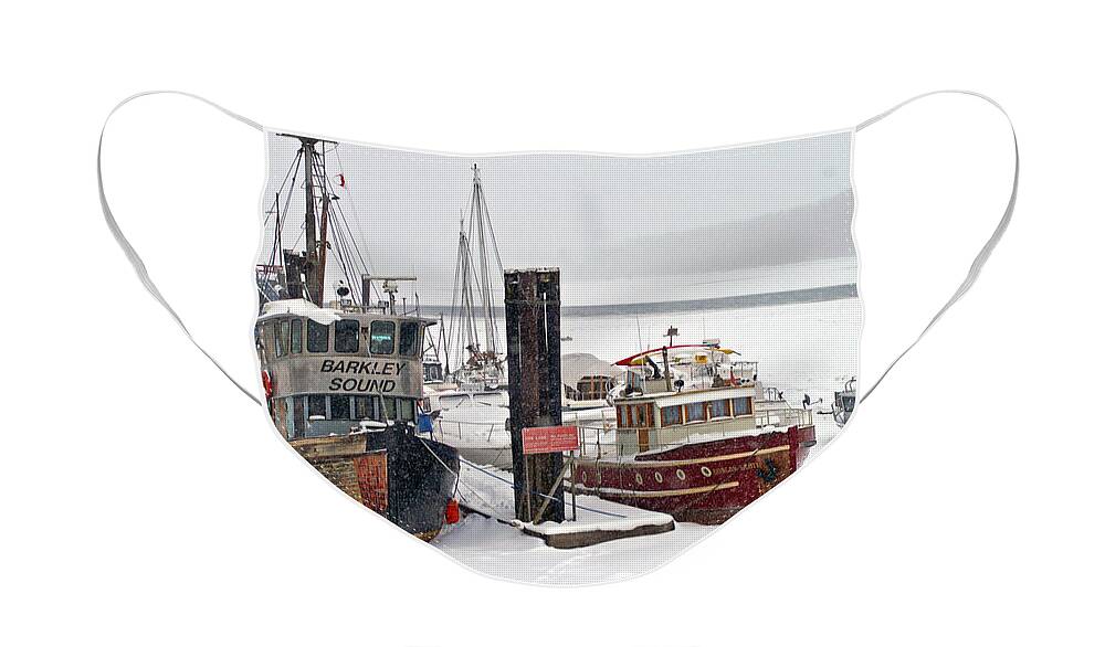 Boats Face Mask featuring the photograph Boats in the Frozen River by Randy Harris