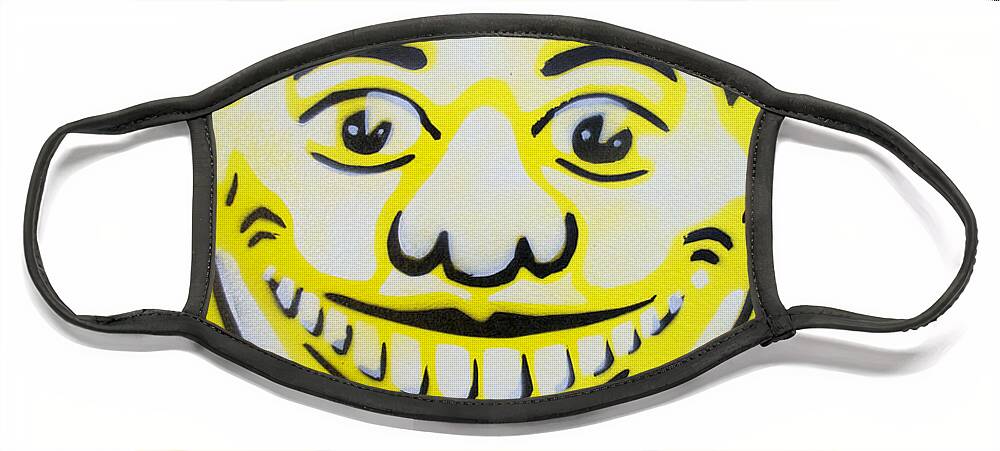 Tillie Of Asbury Park Face Mask featuring the painting Bright white yellow Tillie by Patricia Arroyo