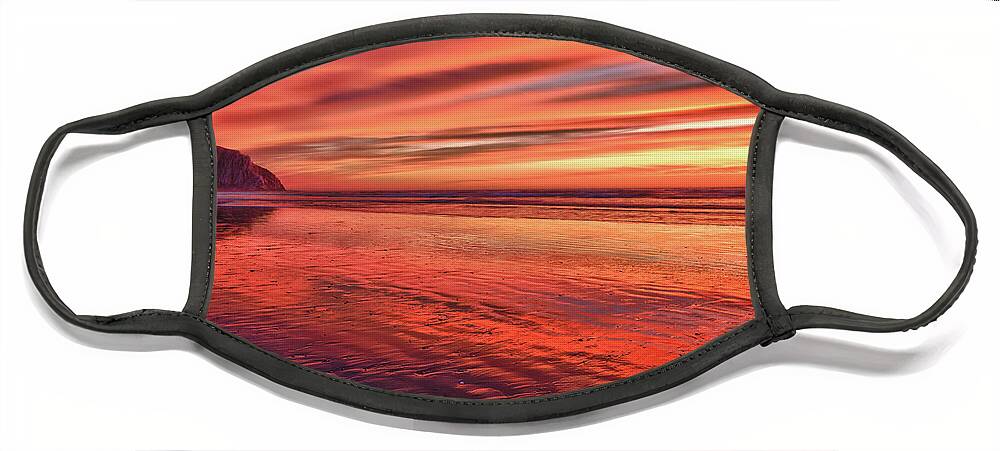 Morro Bay Face Mask featuring the photograph Brilliant Sunset by Beth Sargent