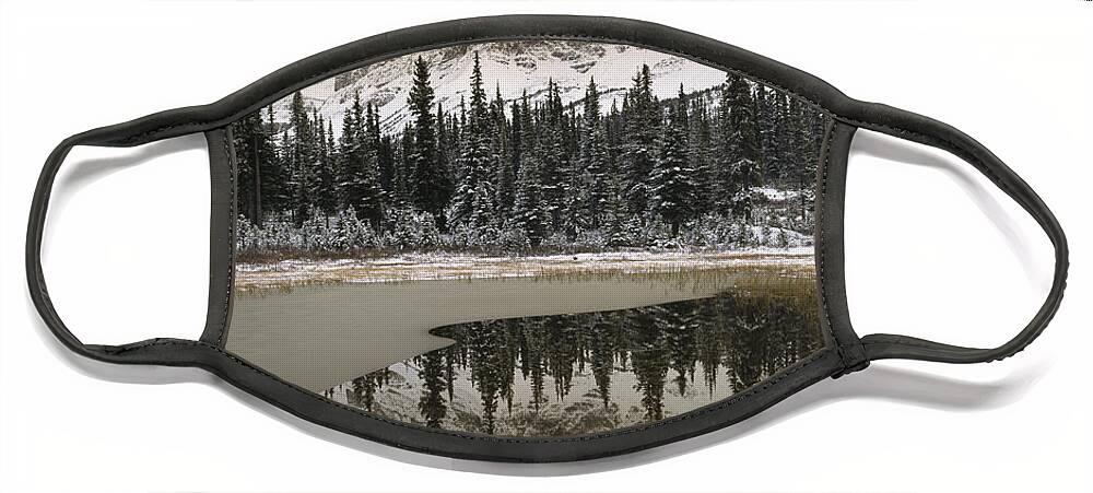 00170867 Face Mask featuring the photograph Canadian Rocky Mountains Dusted In Snow by Tim Fitzharris