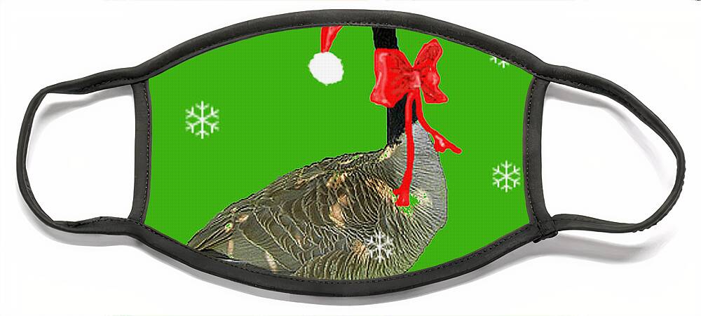 Christmas Face Mask featuring the digital art Christmas Goose by Lizi Beard-Ward