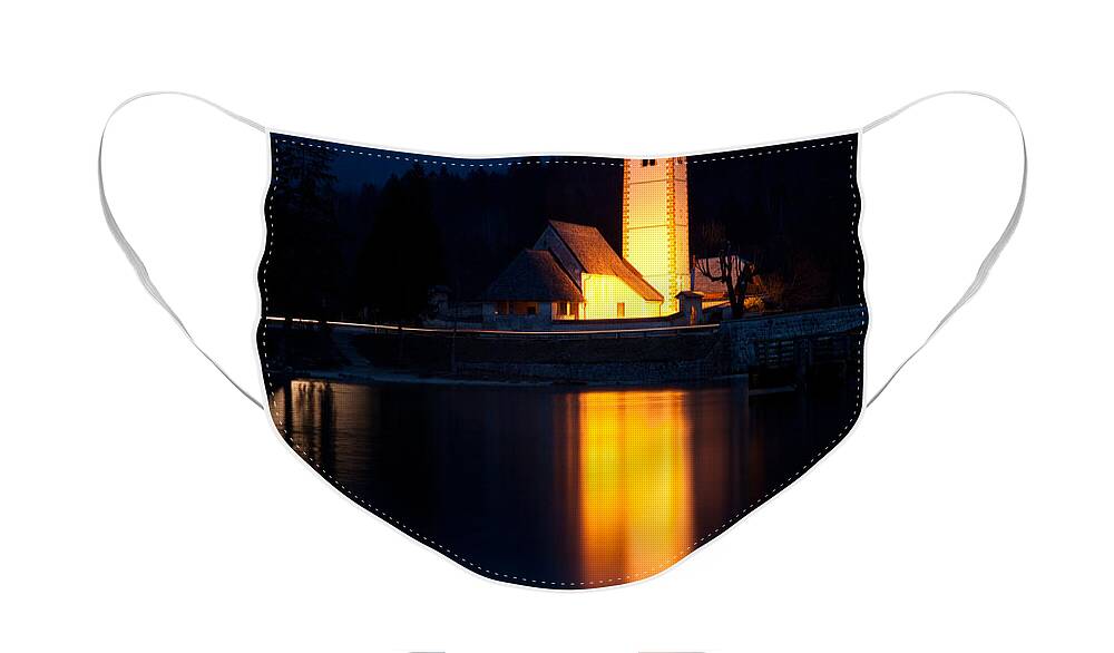 Bohinj Face Mask featuring the photograph Church at dusk by Ian Middleton