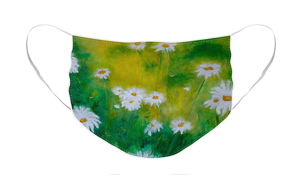 Daisies Face Mask featuring the painting Delightful Daisies by Claire Bull