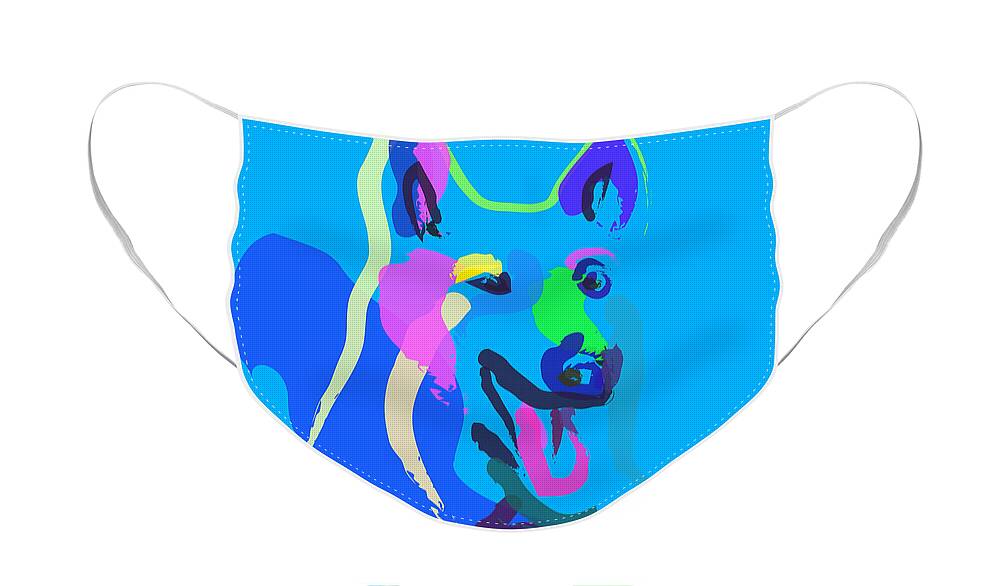 Pet Face Mask featuring the painting Dog - colour dog by Go Van Kampen