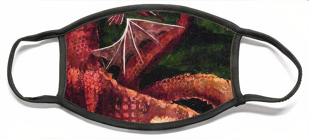Dragon Face Mask featuring the painting Dragon Time by Terry Honstead