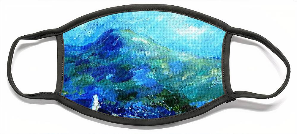 Landscape Face Mask featuring the painting Eagle Hill Lane -Ireland by Trudi Doyle