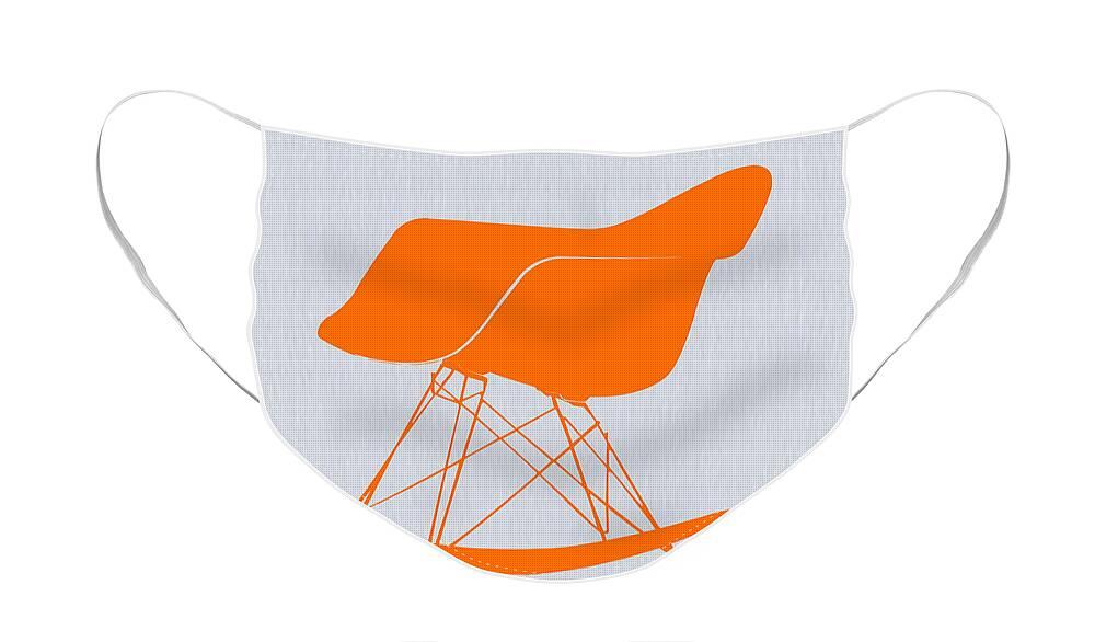 Eames Chair Face Mask featuring the photograph Eames Rocking chair orange by Naxart Studio