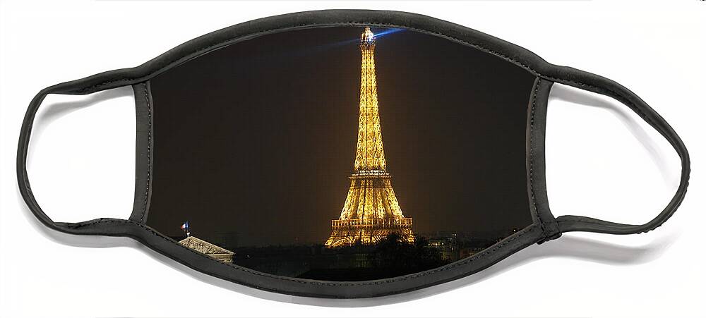 Eiffel Tower Face Mask featuring the photograph Eiffel Tower at Night by Jennifer Ancker