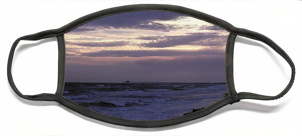 Ocean Face Mask featuring the photograph Fishing Pier Before the Storm 14A by Gerry Gantt