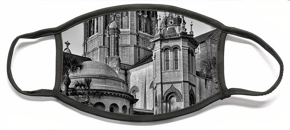 Flagler Face Mask featuring the photograph Flagler Memorial Presbyterian Church 3 - BW by Christopher Holmes