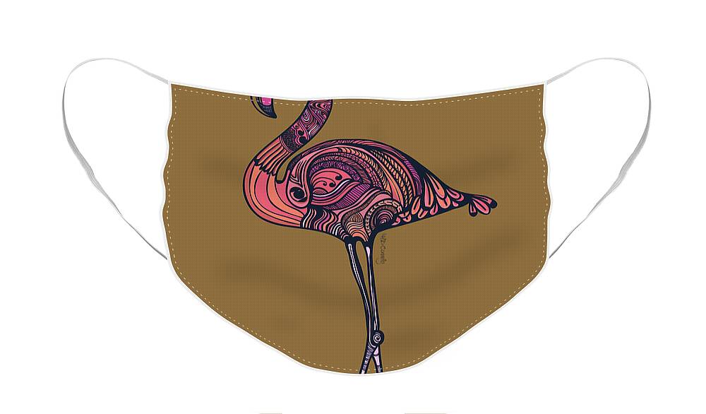 Illustration Face Mask featuring the digital art Flamingo by HD Connelly