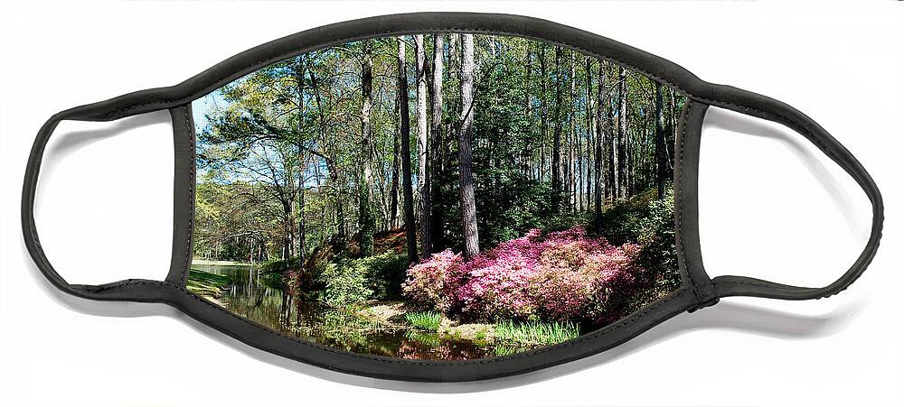 Spring Face Mask featuring the photograph Flower Creek by Shijun Munns