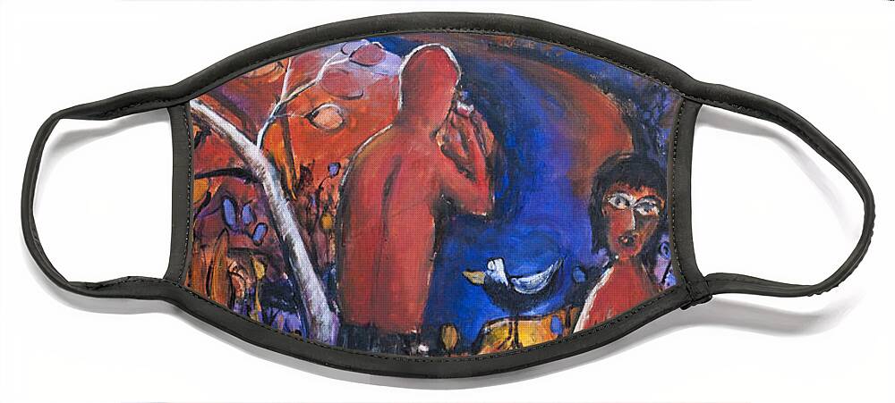 Aboriginal Face Mask featuring the painting Full moon rising over El Questro by Jeremy Holton