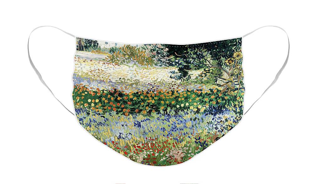 Garden In Bloom Face Mask featuring the painting Garden in Bloom by Vincent Van Gogh