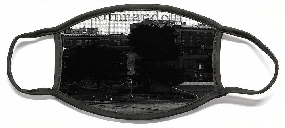 Ghirardelli Square Face Mask featuring the photograph Ghirardelli Square in Black and White by Linda Woods