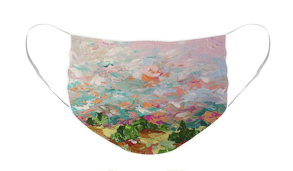 Art Face Mask featuring the painting Greet The Day by Linda Monfort