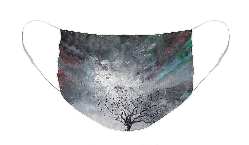 Tree Face Mask featuring the painting Haunted Tree by Stefan Duncan