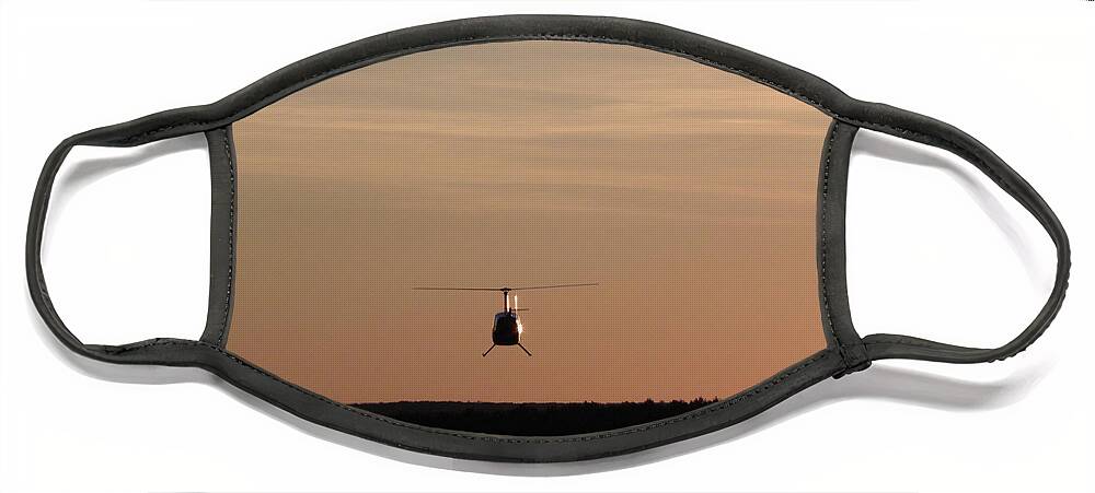 Helicopter Face Mask featuring the photograph Helicopter Flyover At Sunset by Kim Galluzzo Wozniak