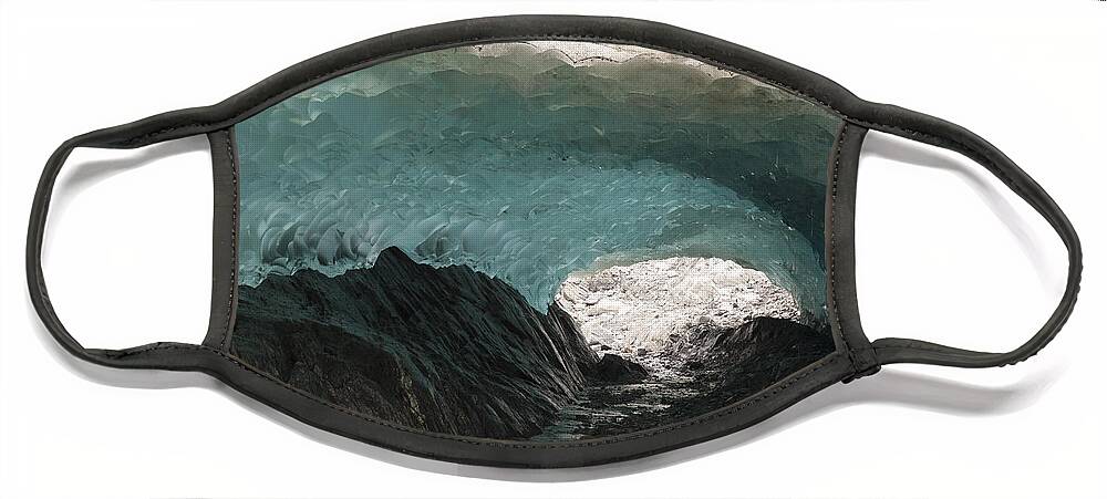 Mp Face Mask featuring the photograph Ice Cave In Mendenhall Glacier, Tongass by Matthias Breiter