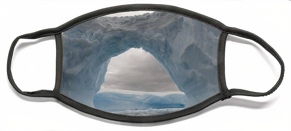 Mp Face Mask featuring the photograph Iceberg With A Natural Arch, Antarctic by Flip Nicklin