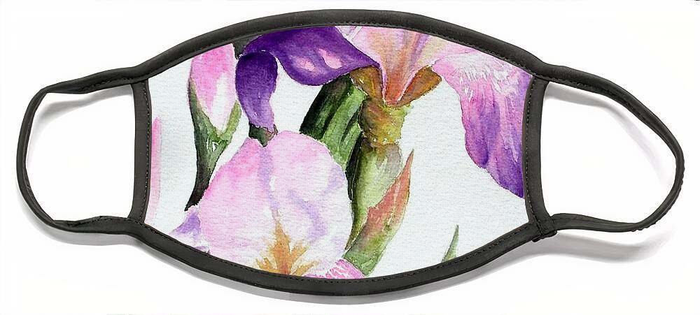 Flowers Face Mask featuring the painting Iris by Lyn DeLano