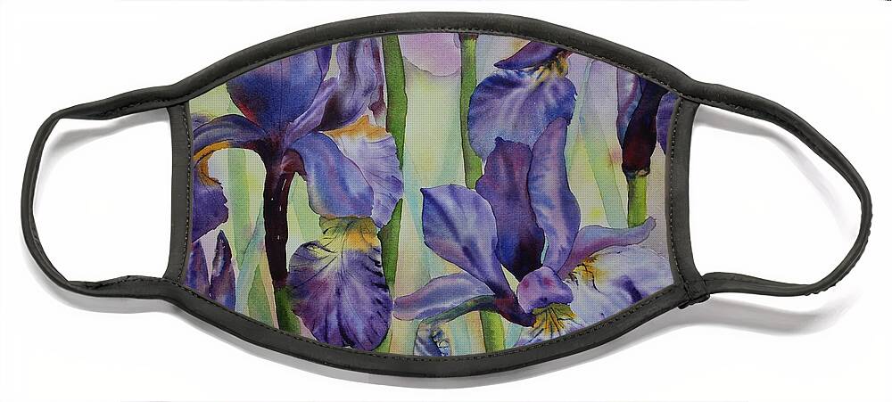 Flowers Face Mask featuring the painting Iris by Ruth Kamenev