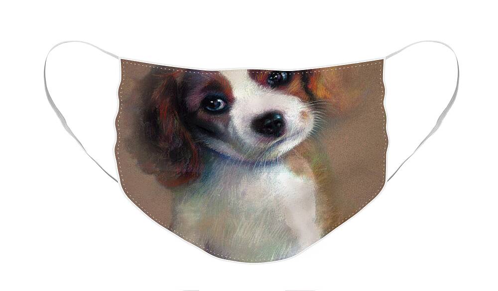 Jack Russell Terrier Dog Face Mask featuring the pastel Jack Russell Terrier Dog by Ylli Haruni