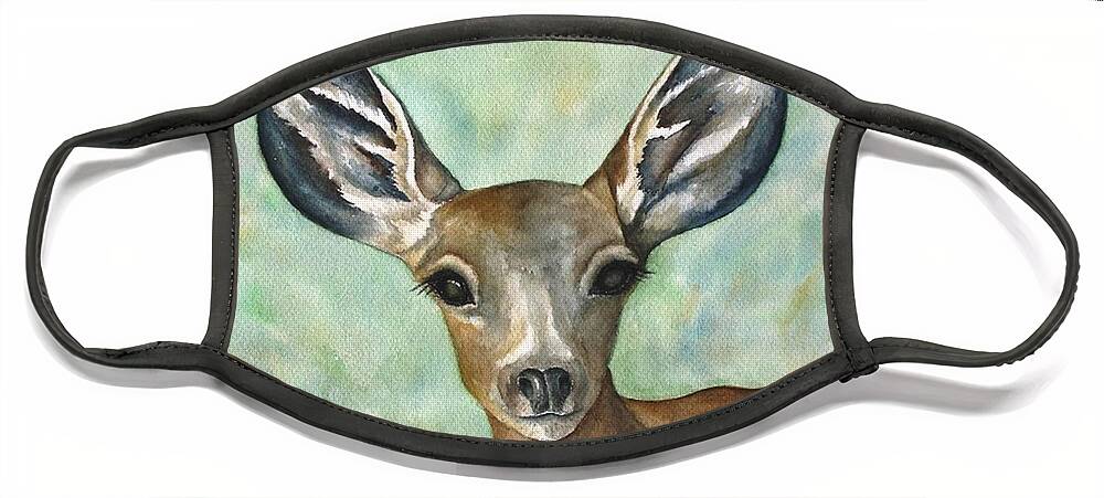 Deer Face Mask featuring the painting Little Fawn by Lyn DeLano