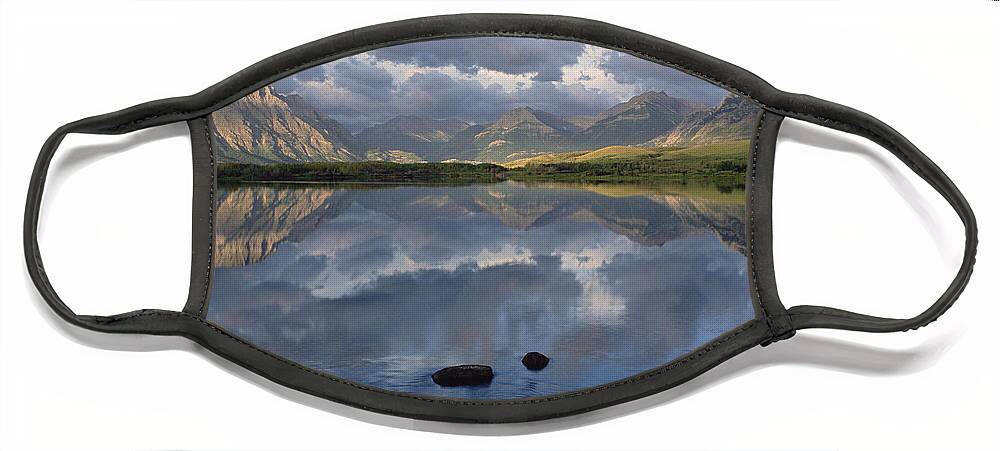 Mp Face Mask featuring the photograph Lower Waterton Lake, Boundary Mountain by Gerry Ellis