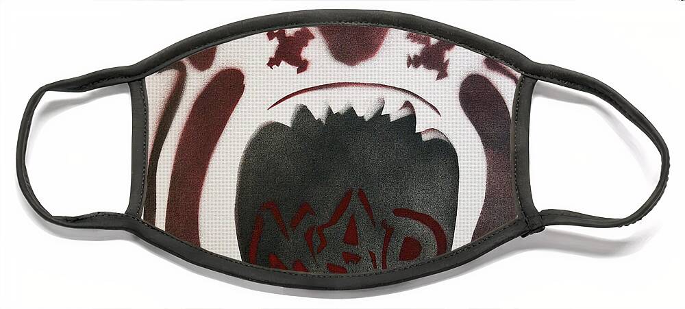 Tillie Of Asbury Park Face Mask featuring the painting Mad O Rama Dark Red by Patricia Arroyo