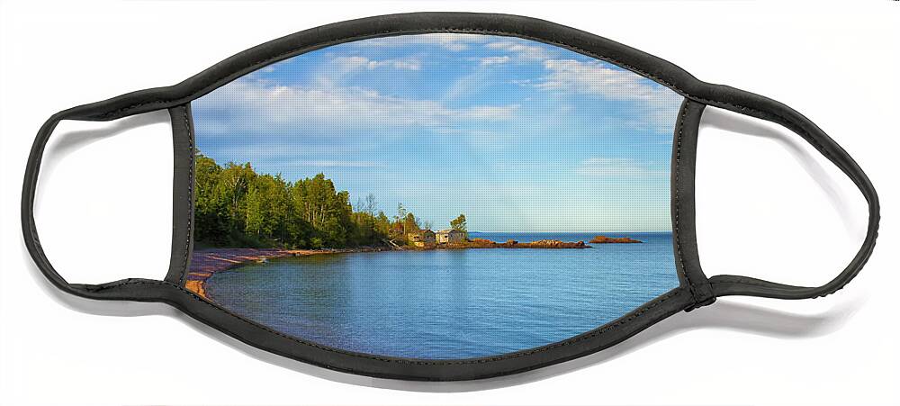 North Shore Minnesota Face Mask featuring the photograph North Shore Beach by Bill and Linda Tiepelman