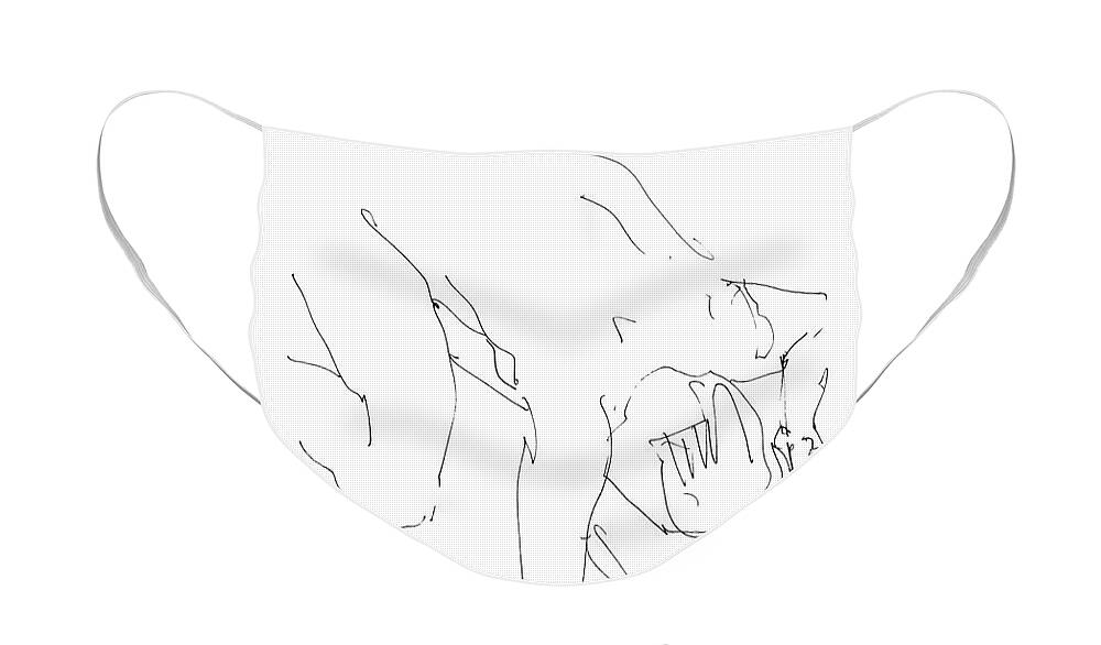 Male Face Mask featuring the drawing Nude-Male-Artwork-21 by Gordon Punt