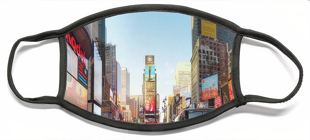 Art Face Mask featuring the photograph NYC Times Square by Yhun Suarez
