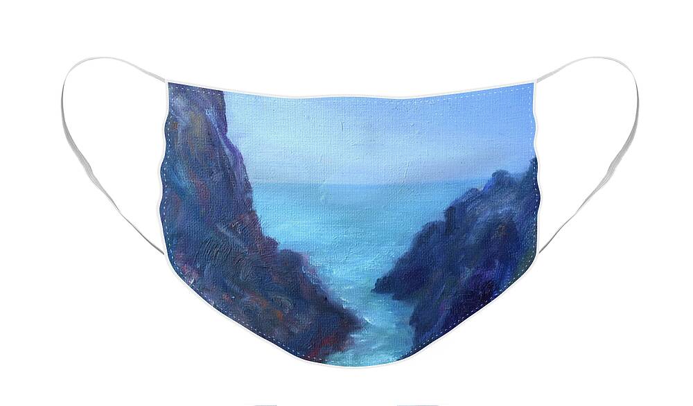 Seascape Face Mask featuring the painting Ocean Chasm by Quin Sweetman