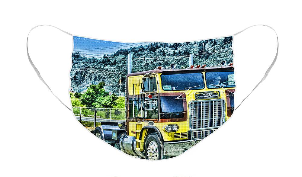 Trucks Face Mask featuring the photograph Old Freightliner COE-HDR by Randy Harris