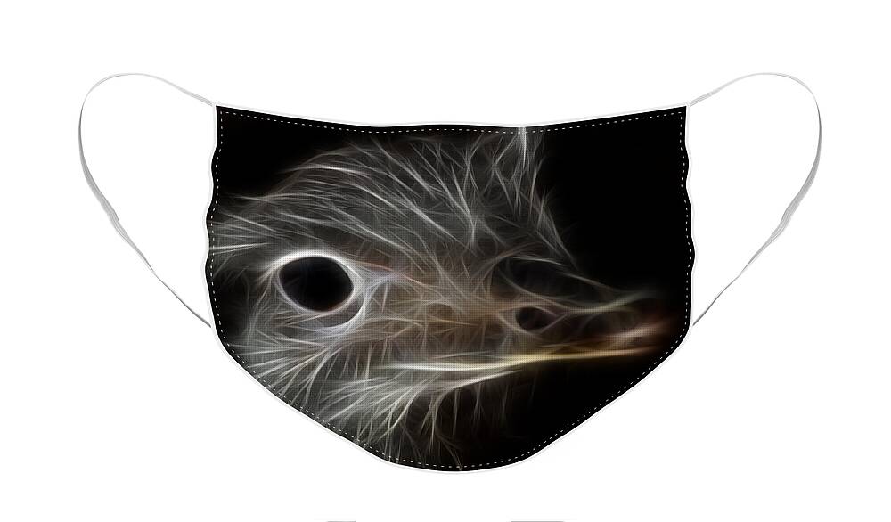 Ostrich Fractalius Face Mask featuring the photograph Ostrich Fractalius by Maggy Marsh