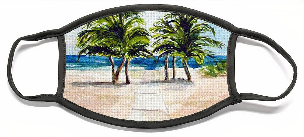 Palm Trees Face Mask featuring the painting Palm Trees by Clara Sue Beym