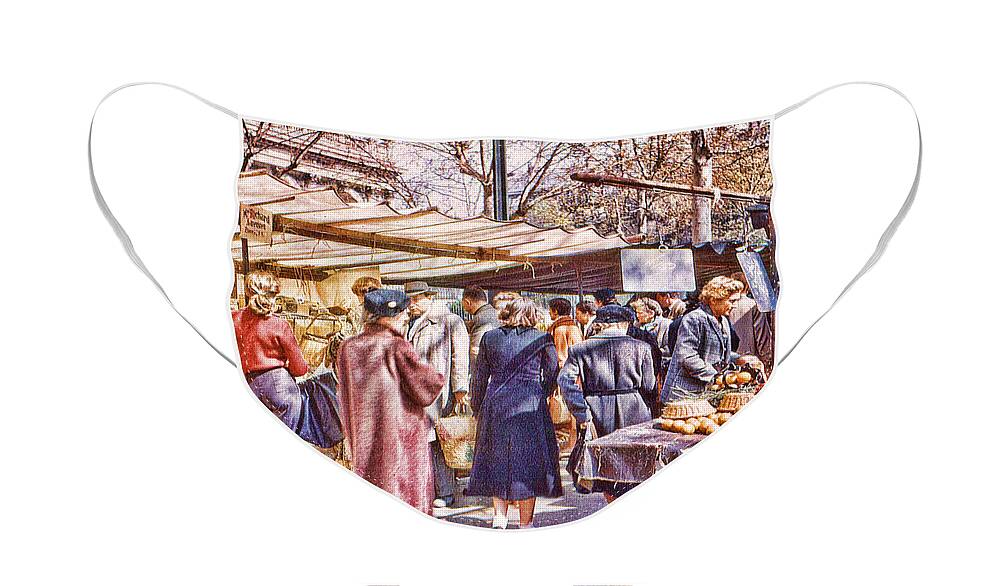 Paris Face Mask featuring the Parisian Market 1954 by Chuck Staley