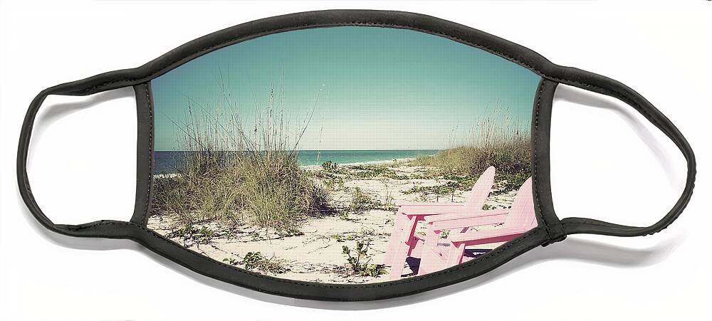 Florida Face Mask featuring the photograph Pink Paradise II-Vintage by Chris Andruskiewicz