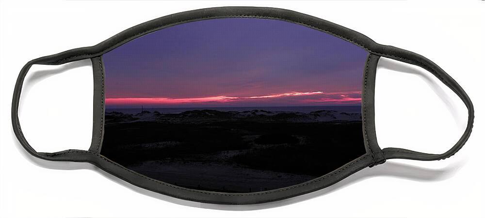 Sunrise Face Mask featuring the photograph Pink Sunrise Over The Dunes by Kim Galluzzo