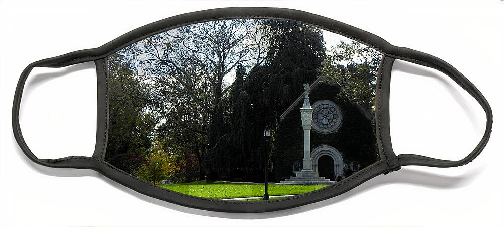 Pomfret Face Mask featuring the photograph Pomfret Prep Church in the fall by Kim Galluzzo