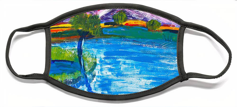 Art Face Mask featuring the painting Portuguese hills by Simon Bratt